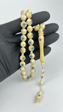 Antique Germany Rossary Islamic White Prayer Beads Handmade With Turquoise 39gr picture