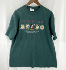 Vintage Walt Disney World Mens Green T-Shirt Sz XL 4 Parks Mikey Embroidered USA picture