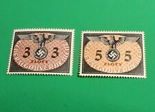 TWO Different World War 2  WW2 German Swastika Occupation Stamps: POLAND picture