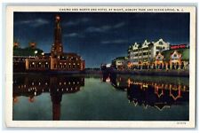 c1940 Casino & North End Hotel At Night Building Ocean Grove New Jersey Postcard picture