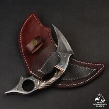 Dragon's Claw Damascus Steel Karambit, With Leather Sheath, Best Hunting Knife picture