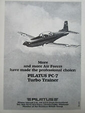 1980-1982 PUB PILATUS PC-7 TURBO TRAINER SWISS AIRCRAFT ORIGINAL AD picture