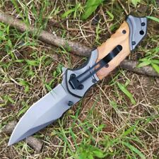 Outdoor Folding Pocket Knife with Wooden w/ Stainless Steel Handle for Camping  picture