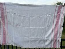 Vintage Pink & White Linen Tablecloth 36x52 picture