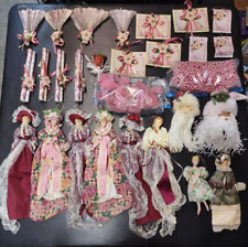 Lot 37pc Victorian Lady, bows, sheet music 59' bead garland Christmas Tree Decor picture