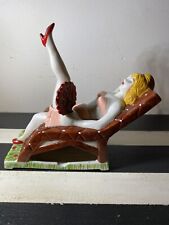 1950’s Japan Risque Naughty Pinup Girl Ashtray with movable leg and fan picture