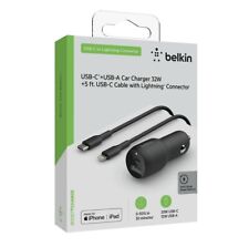 Belkin CCB003-05-BK Boostcharge Usb C + USB A Car Charger With 5ft USB C To A picture