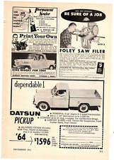 1963 Print Ad '64 Datsun Pickup Truck 4 cyl engine 4 speed transmission Economy picture