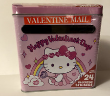 HELLO KITTY VALENTINE’S DAY GIFT CARD HOLDER MAILBOX PAIL TIN 2022 Fairy Sticker picture