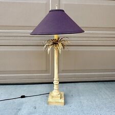 Vintage Lampcrafters Palm Tree Buffet Wood Lamp Tole Lampshade Dual Light 32