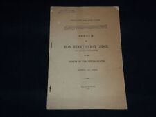 1894 HENRY CABOT LODGE PROTECTION AND FREE TRADE SPEECH - MASSACHUSETTS - J 8945 picture