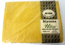 Utica J.P Stevens Queen Flat Sheet Vintage Golden Sunflower Herringbone NEW NOS picture