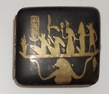 Damascene Cigarette Case Brass Rare Egyptian Revival Decorative, ca 1920 picture
