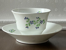 Antique French Bernardaud Limoges Tea Cup And Saucer Blue Green Flowers picture
