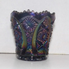  Imperial Purple Iridescent Carnival Glass Hobstar Toothpick Holder picture