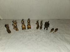 9 Minature Metal Figurines, Brass Tone Finish, JapanUnicorn, + Elephantss picture