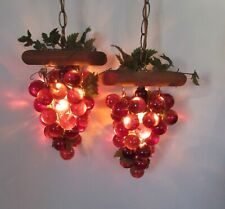 VINTAGE SUPERB PAIR OF COGNAC GRAPES  HANGING LIGHTING ON A WOOD BRANCH picture