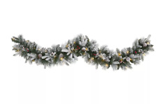Nearly Natural 6 in Flocked Mixed Pine Artificial Christmas Garland w/LED Lights picture