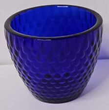 Vintage Thick Cobalt Blue Glass Textured Votive Holder Unique 2.75