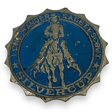 Vintage Lone Ranger Safety Scout SilverCup Pin Badge 1950s Blue Gray Advertising picture