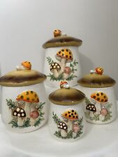 Sears Roebuck and Co Vintage Merry Mushroom Canisters Set of 4 Cottage core picture