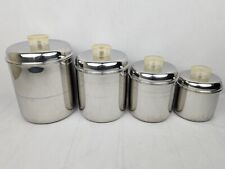 Vintage Revereware 1801 Stainless Steel Canisters with Clear Knob 1960s MCM USA picture