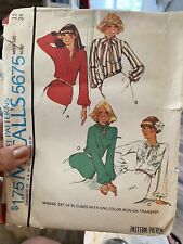 Vintage 1977 McCalls Blouse Sewing Pattern 5675 Size 12 Bust 34 Cut and Complete picture