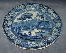 Plate Blue and White Transfer-Ware George Jones “Wild Rose” 1860- 1891 Flow blue picture