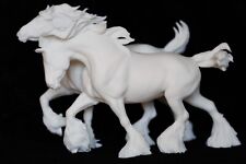 Breyer Size 1/9 Model Horse Shire Horse Pair Pull Mares Set Of Two- White Resin picture