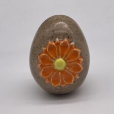 Vintage Ceramic Brown Orange Flower Easter Egg Decorative Figurine picture