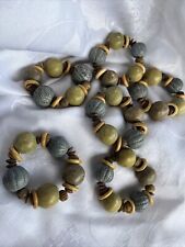 Jo24- Vintage 6 count -bead Blue Green Brown Beaded- napkin rings Earth tones picture