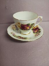 Vintage Crown Fine Bone China Staffordshire England Floral Teacup And Saucer picture
