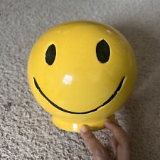Vintage Smiley Face Coin Bank Yellow Glazed Ceramic 6