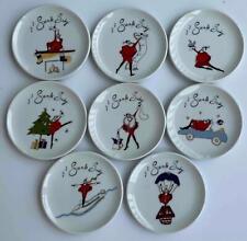 SET/8 POTTERY BARN SANTA BABY CHRISTMAS CERAMIC COASTERS COLLECTORS EDITION picture