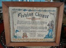 1955 Novelty Paper License or Permit Hunting Trapping Deer Fishing FUNNY Framed picture