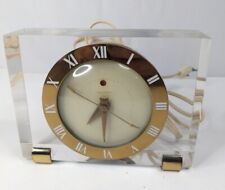 Modernist Telechron Mantle Clock Brass and Lucite Mid Century Extremely Rare picture