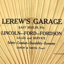 1930s Smith & Lerew's Garage Lincoln Ford Fordson East Berlin Pennsylvania Fan picture