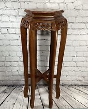 VTG Chinese 6 leg Plant stand table Hexagon wood carved bonsai 32” Fern Foyer picture