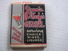 1930's Jimmie O'Keefe's Grill 1084 Boylston St Boston Mass EMPTY MATCHBOOK MA picture