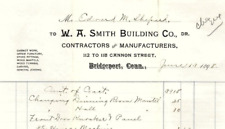 1898 BRIDGEPORT CT W.A. SMITH BUILDING CO CONTRACTORS MFG BILLHEAD RECEIPT Z4087 picture