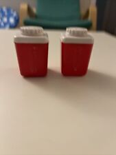 Vintage Mid-Century Modern red and white Lustro-Ware salt and pepper shakers  picture