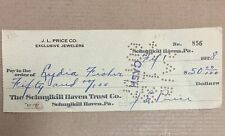 Cancelled Check #856 Lydia Fisher 1928 JL Price Co Jewelers Schuylkill PA $50 picture