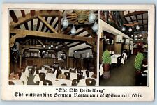 Milwaukee Wisconsin Postcard Old Heidelberg Restaurant Multiview Interior c1920 picture