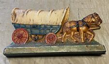 RARE HUBLEY Vintage 1930 Cast Iron Conestoga Covered Wagon Drawn by Horses picture
