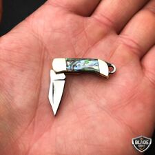 WORLDS SMALLEST WORKING POCKET KNIFE Tiny Miniature REAL Blade Abalone Pearl picture