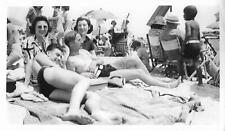 A DAY AT THE BEACH Vintage FOUND PHOTO Black+White Snapshot ORIGINAL 211 64 Q picture