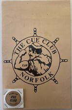 The Cue Club Norfolk VA Gay Scene Menu and wooden nickel picture