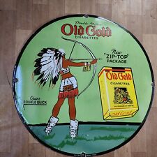 OLD-GOLD PORCELAIN ENAMEL SIGN 30 INCHES ROUND picture