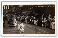 1915 Old Home Day Baby Parade Stroller Crowd Float Amboy NJ RPPC Photo Postcard picture