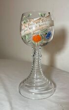 LARGE vintage enameled blown clear glass german chalice goblet w/ wax seal wine picture